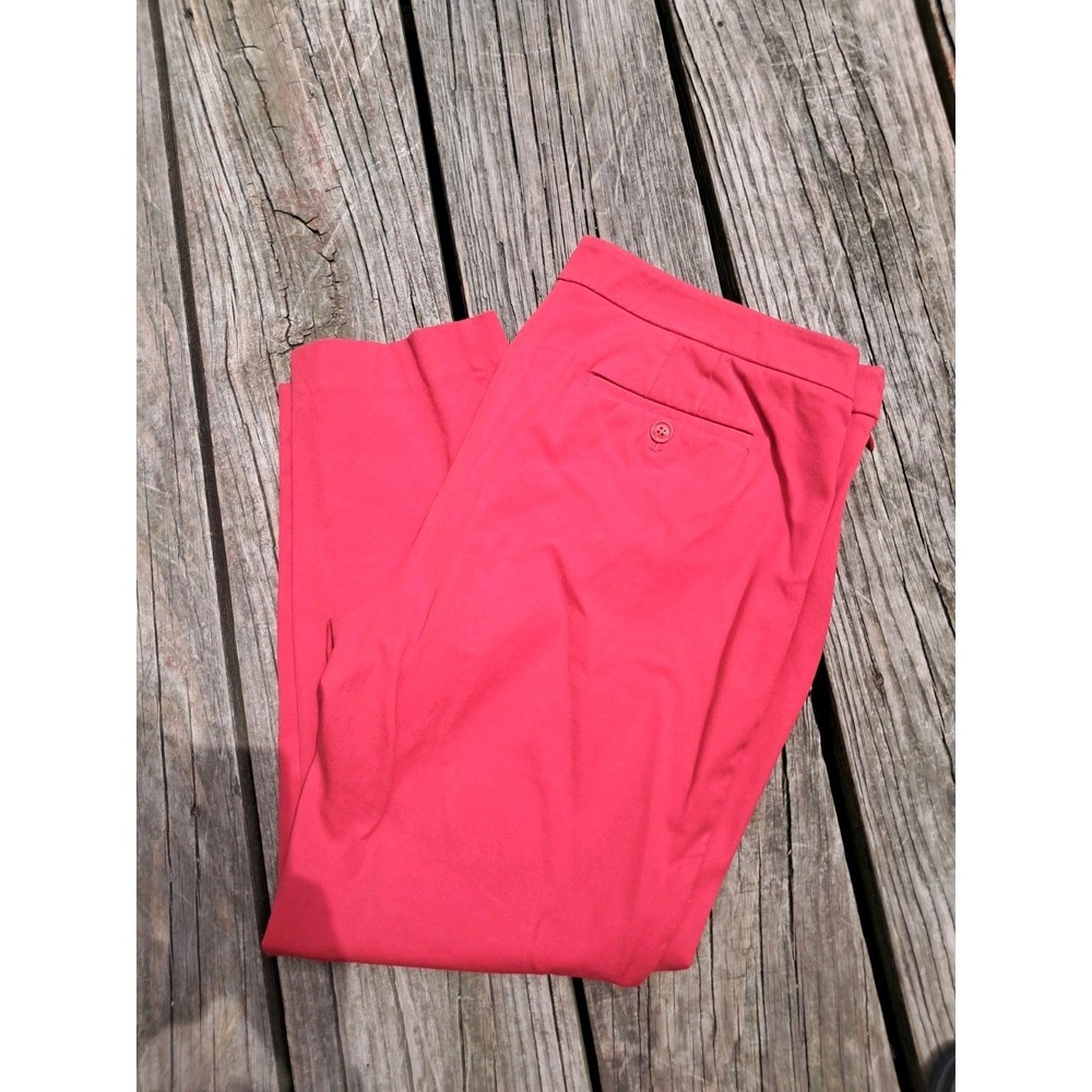 Talbots Chatham Ankle SideZip Slim Leg Pants Women Brushed Cotton Red Sz14 P C3
